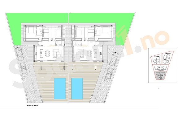 Plantegning villa 1 og 2