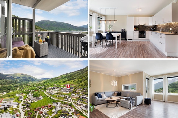 Velkomen til Kringla 4G! Ei lys og fin 3-roms leilegheit med attraktiv beliggenheit og kort veg til det meste Sogndal har å by på! Foto: Creativ Vision (Jonny Akselsen)
