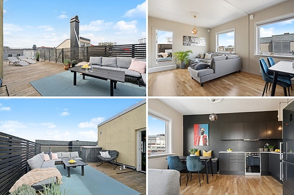 Velkommen til Prinsens gate 6A! - En flott toppleilighet med en privat, nordvestvendt takterrasse med svært gode solforhold.