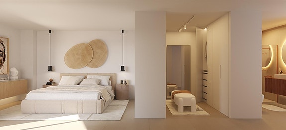 Moderne leilighet nær stranden | Spa, treningsrom og takbasseng | Parkering og bod
