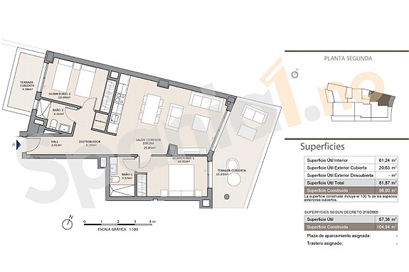 Moderne leilighet nær stranden | Spa, treningsrom og takbasseng | Parkering og bod