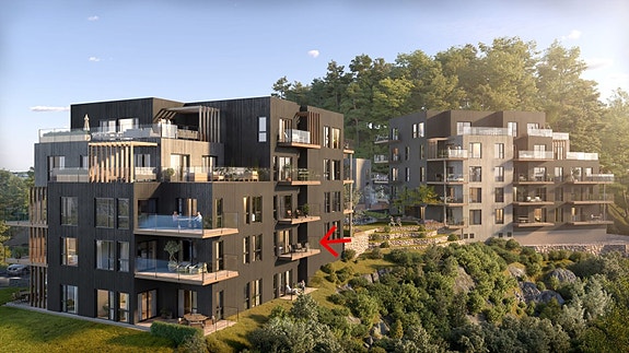 Velkommen til leilighet B1-1 i det vakre boligprosjektet Steinsvikåsen! Her får du en elegant og moderne 2-roms leiligheten med nydelig utsikt utover Nordåsvannet.