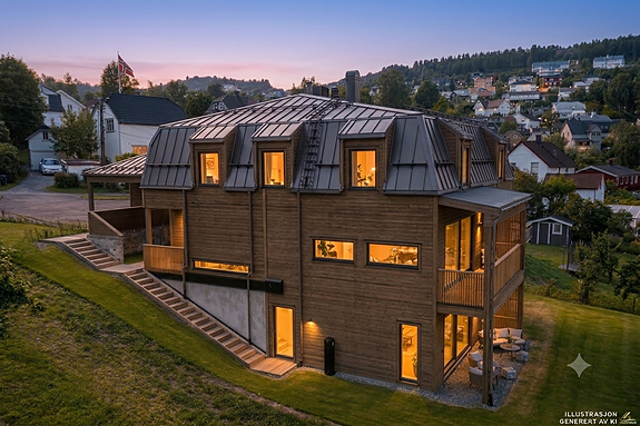 Ny, eksklusiv & arkitekttegnet enebolig i kjede på 204m² | 3 stuer | 3 bad | 4 soverom | Må sees - 1/2 solgt!