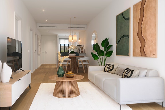 Sørvendt hjørnetoppleilighet med 2 soverom og 81 m² privat takterrasse