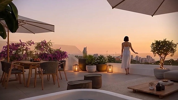 Ny leilighet med 3 soverom | 46 m² terrasse og havutsikt | Flotte fellesområder i Finestrat