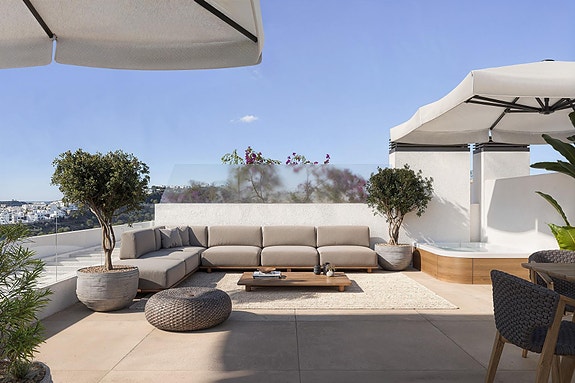 Ny leilighet med 3 soverom | 46 m² terrasse og havutsikt | Flotte fellesområder i Finestrat