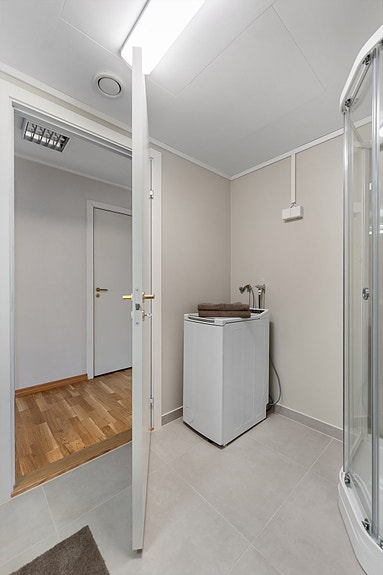 Badet har også opplegg for vaskemaskin