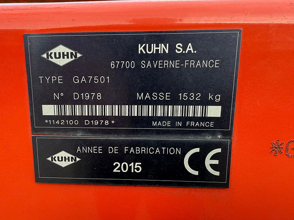 Kuhn GA7501 2015, kr 178 000,-