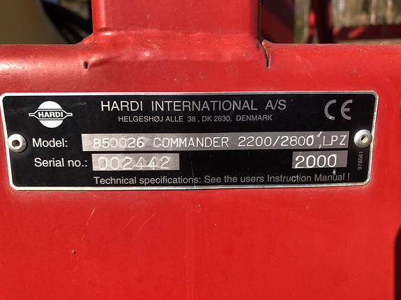 Hardi Commander 2200 2000, kr 199 000,-