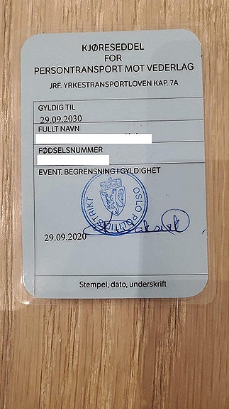 Eksempel kjøreseddel