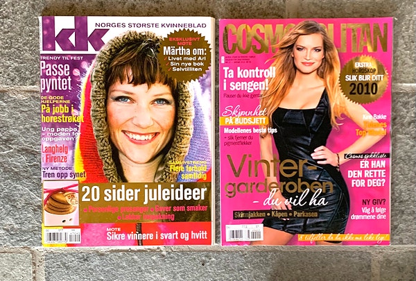 Gamle / vintage KK ukeblader og Cosmopolitan; sex, mote og make-up