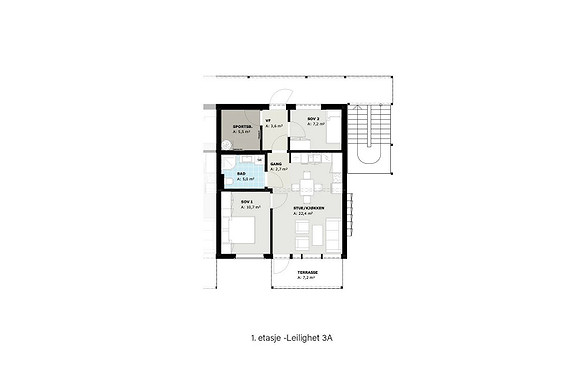 1. etasje - Leilighet A