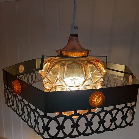 Vintage norsk taklampe med glass