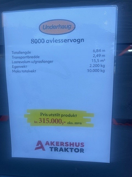 Underhaug 8000 2024, kr 315 000,-