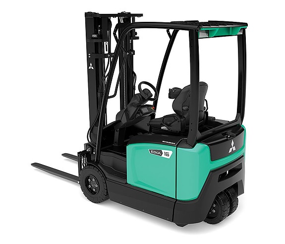 Mitsubishi 3-hjuler 1800 kg Mitsubishi 3-hjuler med 5,1 m triplexmast, ELM Sideskift/spreder, tiltsentrering og mulighet for 360 styring