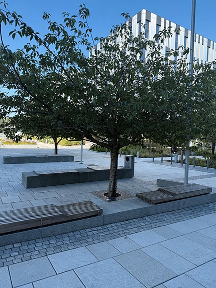 Outside picture from Aker Tech House. The team has office space at Runway HUB