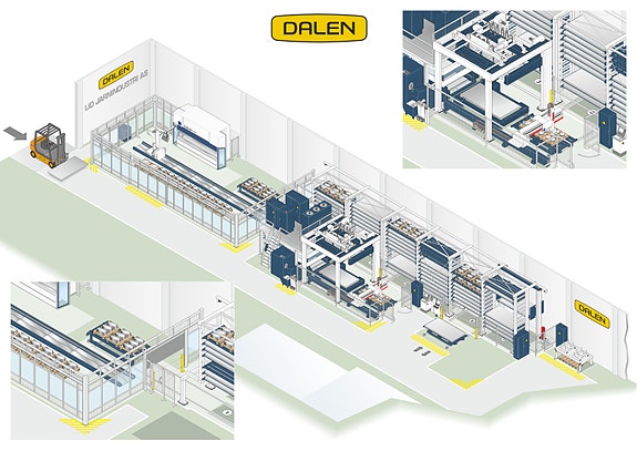 Oversikt over laser og knekkpresse.