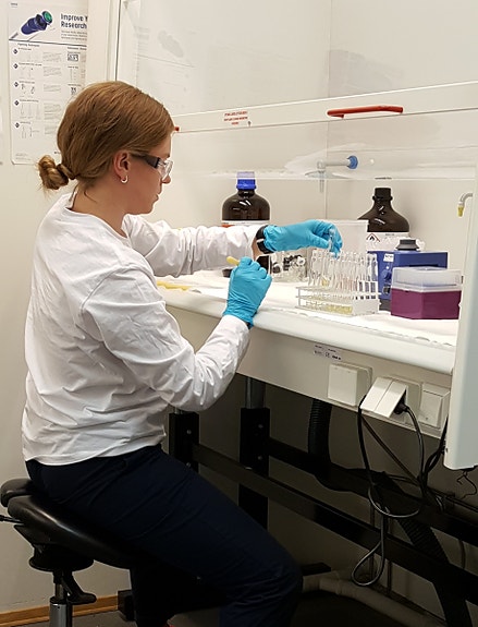 Produktprøve til analyse på laboratoriet vårt