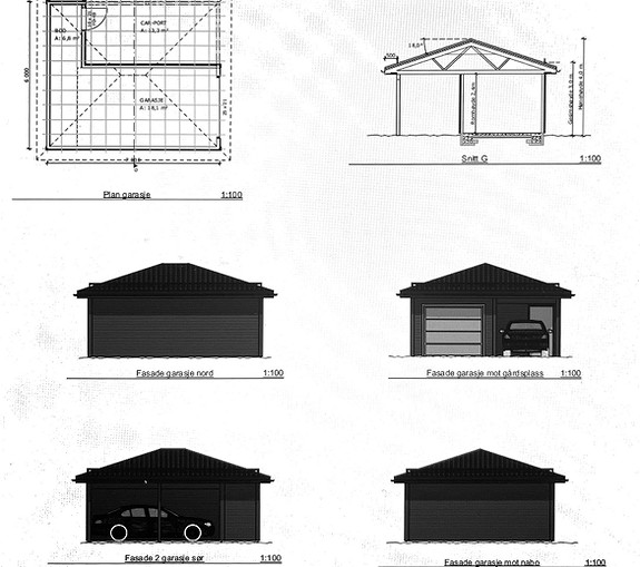 Garasje og carport til leiligheten