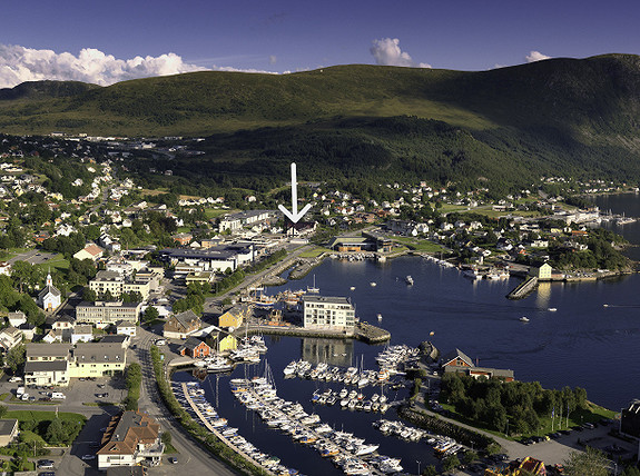 Kart over Ulsteinvik med kontoret markert.