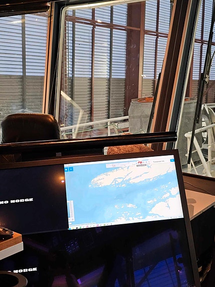 PingMe user interface on the bridge of a fishing vessel