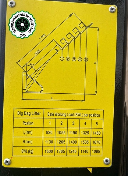 Storsekkløfter med uttrekkbar arm/teleskoparm med Trima/SMS feste - 1500 kg 8 of 18
