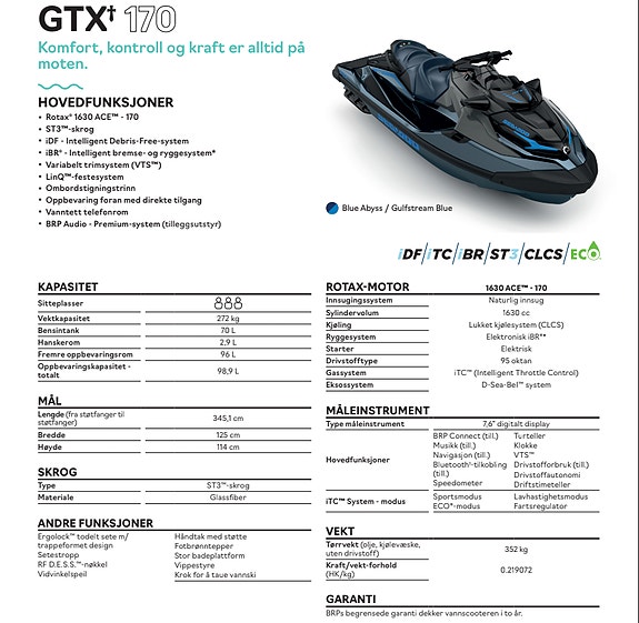Sea-Doo GTX 170 iDF RENTE-KAMPANJE! 3 of 5