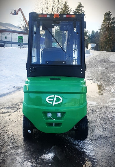EP EFL353 - FRI FRAKT - (NY) Elektrisk truck med lithium batteri. 4,8 M løfte høyde med fri løft mast, sideskift og spreder. Godt utstyrt!  LAGERVARE! 5 of 5
