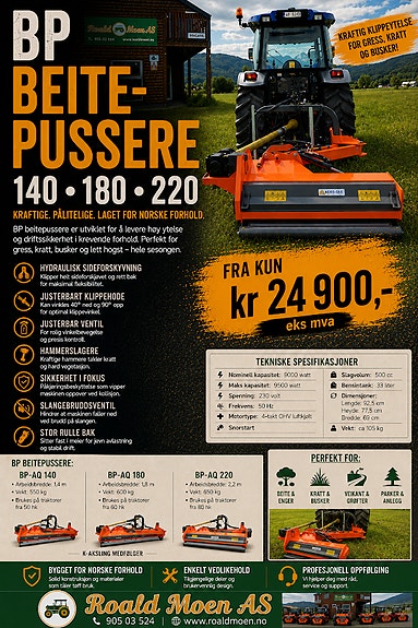 AGROQUIP KANTKLIPPER / BEITEPUSSER BP/BPL 145 til BP220