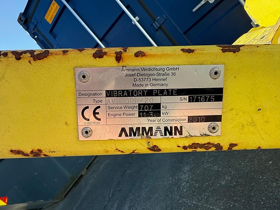 AMMANN AVH 100-20 vibroplate – brukt, 2010 7 of 10