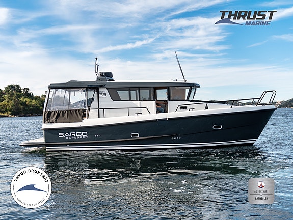 Sargo 33 Explorer -  Bakdør, Tak/kalesje akter, 2 X D6 330, 500 timer, Skipsreg.