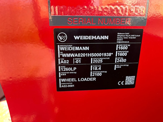 Weidemann 1260LP/ Kun 199cm høy/ 1300Kg tipplast 9 of 9