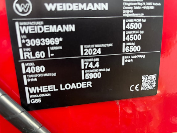 Weidemann 4080/Demo med Inch hastighetsbegrenser,stor pumpe,vinterdekk 7 of 14