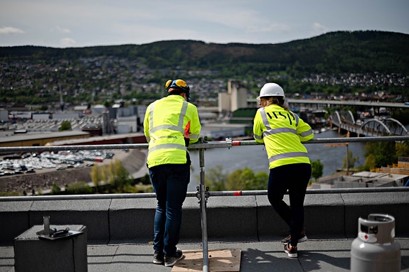 På taket av nye sykehuset Drammen