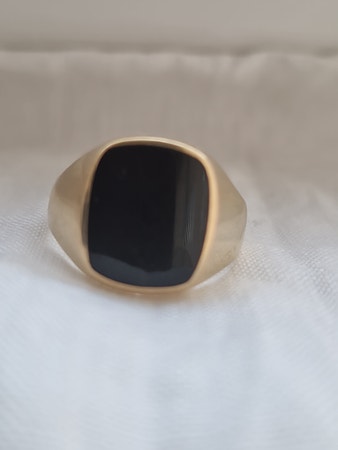 Vintage gullring til herrer// ekte gull med onyx stein stemplet 585 14K