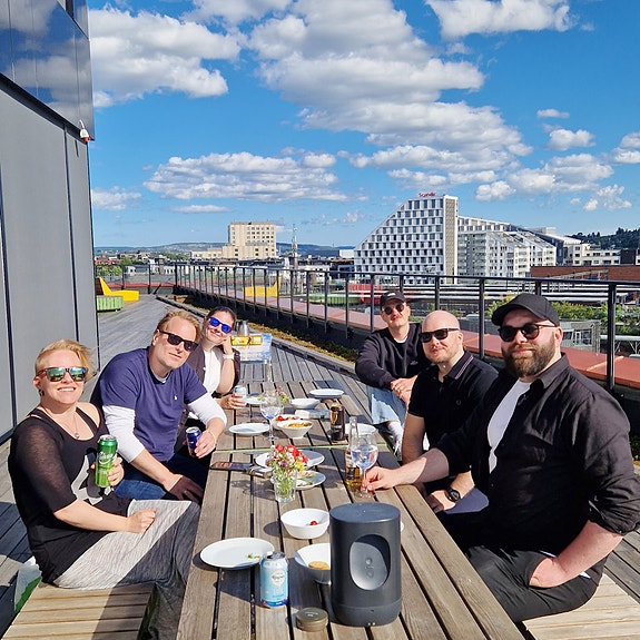 Lunsj på terrassen i Lillestrøm