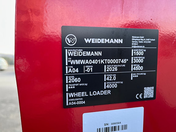 Weidemann 2060/3000kg tipplast/El håndbrems/SMS ++ 5 of 16