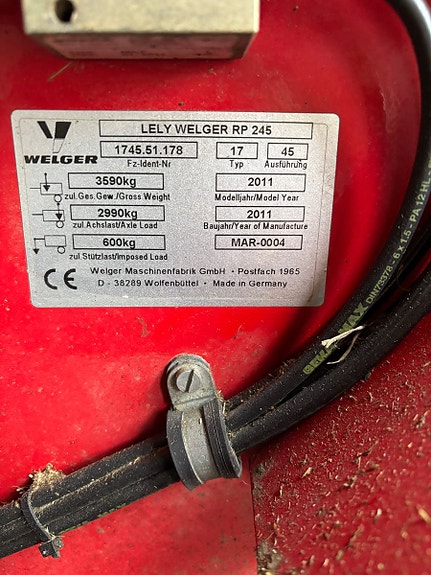 Lely Welger RP 245 Profi, sigelpresse, 25 kniver, sentrals, 500/60-22,5 hjul