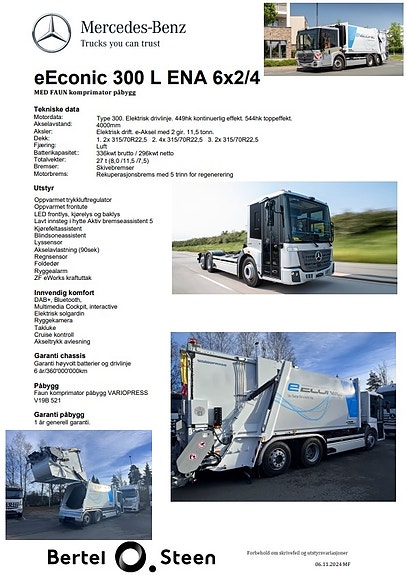 Mercedes-Benz e- Econic 300L 6X2/4 Elektrisk renovasjonsbil Faun Variopress, se video. 18 of 19