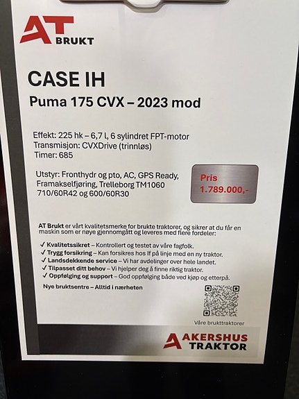 CASE IH Puma 175cvx 2024, kr 1 789 000,-