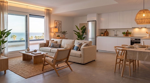 Helt ny toppleilighet med panoramautsikt | 90 m² terrasse og 2 minutters gange til stranden