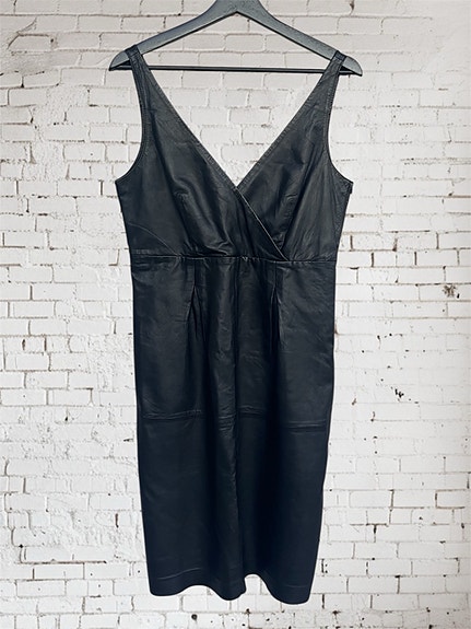 Kul vintage skinnkjole(ekte skinn)