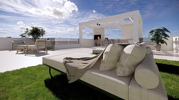 Ny villa på ett plan | Stor tomt, privat basseng og takterrasse med utekjøkken