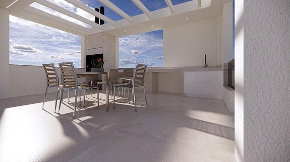 Ny villa på ett plan | Stor tomt, privat basseng og takterrasse med utekjøkken