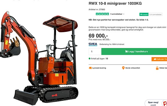 Everun 1000 kg servo spaker Lagervare kort levering tid