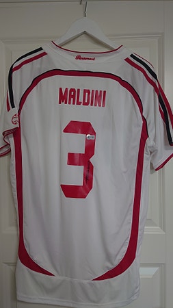 100 % ekte Maldini signatur AC Milan fotballdrakt