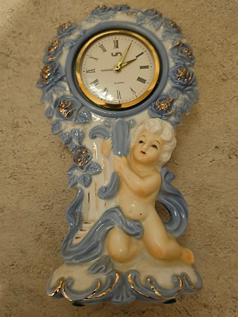 Vintage porselen klokke/ Japan/ 80 tals