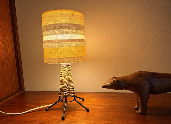 Vintage Bordlampe m/Trekantfot & String (Mid-Century Modern)