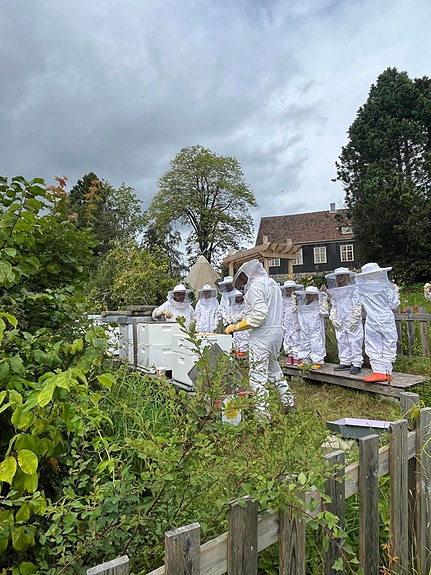 Barn på besøk hos Biene på Sem