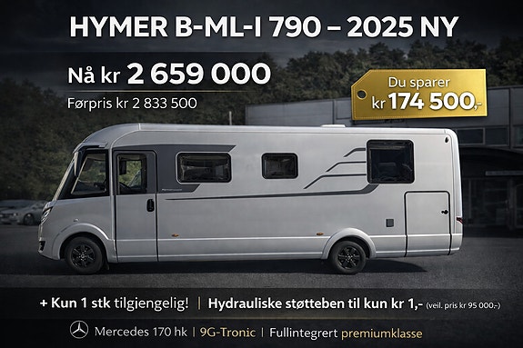 Hymer B-ML I 790 – 2025 | Mercedes 170 hk Automat | 320 Ah Lithium | MBUX | Arctic